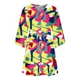 thumbnail image 4 of Pompotops Women's Summer Casual Button Front Printed V-Neck Loose Half Sleeve Drawstring Dresses, 4 of 5