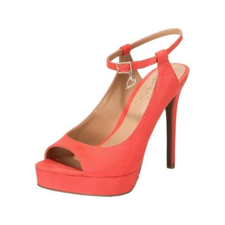 

THALIA SODI Womens Coral Heart Charm 1 Platform Cushioned Chhloe Round Toe Stiletto Buckle Dress Sandals 6 M