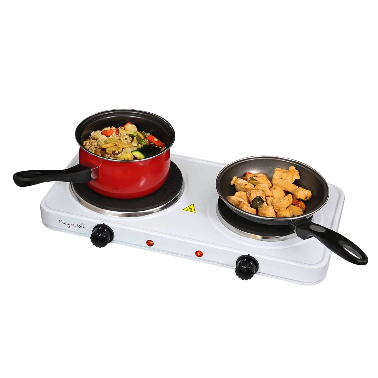 MegaChef Portable 2-Burner 5.5 in. White Hot Plate with