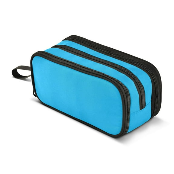 ALAZA Sky Blue Pencil Case Bag 3 Compartment Pen Pouch Large Storage Holder Box Organizer