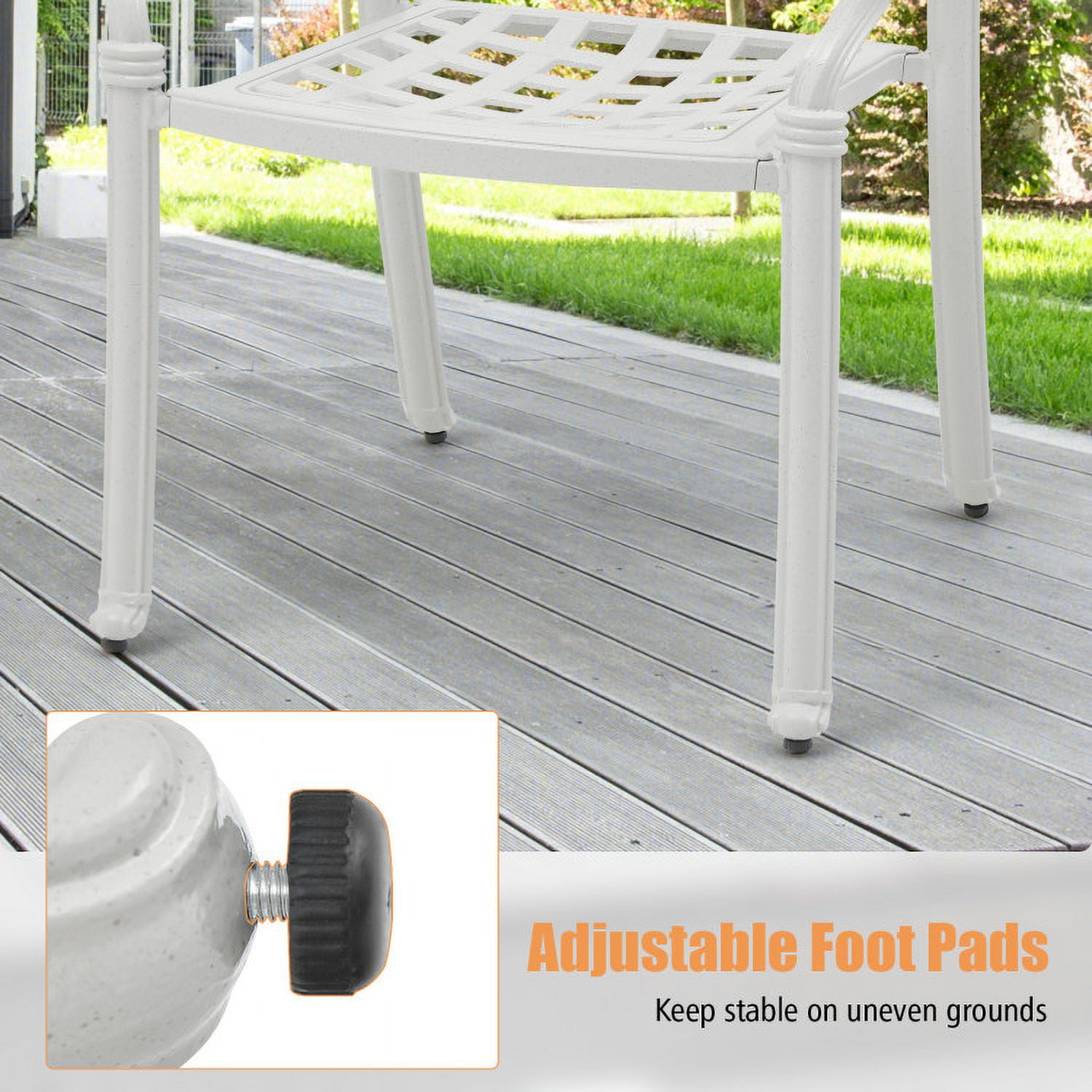 Aimee Lii Set of 2 Cast Aluminum Patio Chairs with Armrests, Outdoor Patio Set, White Aimee Lii Set of 2 Cast Aluminum Patio Chairs with Armrests, Outdoor Patio Set, White