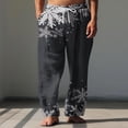 thumbnail image 1 of Pantalones largos para hombre, cintura elástica, transpirables, cómodos, suaves, informales, de playa, de poliéster., 1 of 5
