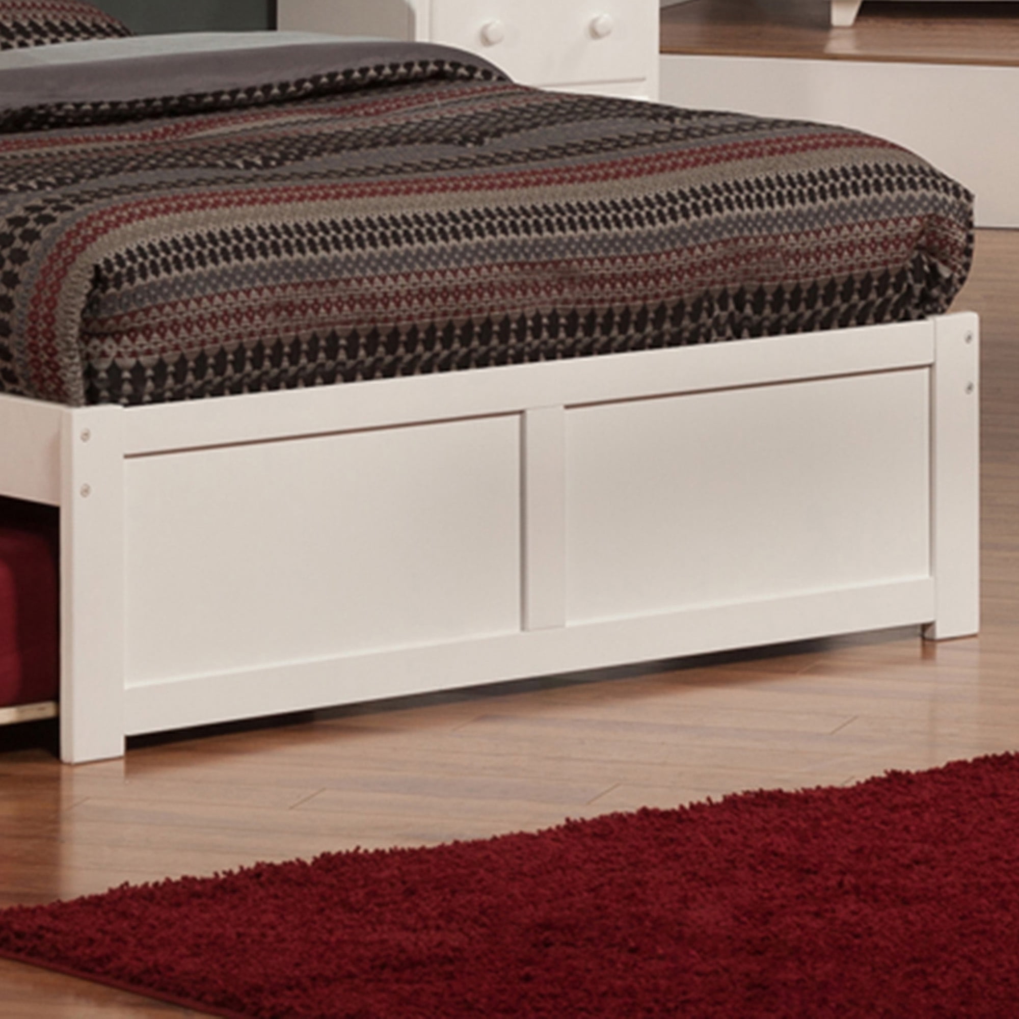 AFI Concord Queen Solid Wood Platform Bed with Footboard & Twin-XL Trundle, White