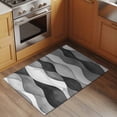thumbnail image 3 of 2x3 Door Mat Rug, Gray Stripes Non-Skid Rubber Backing Large Rectangle Rugs - Living Room Bedroom Home Office, Vintage Farmhouse Greyish Ripple Pattern Indoor Floor Mat Carpets Washable Rug, 3 of 9