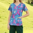 thumbnail image 2 of NAMTYQX Pink Breast Cancer Shirts for Women Stretch Breast Cancer Shirt Light Blue Size XL, 2 of 4