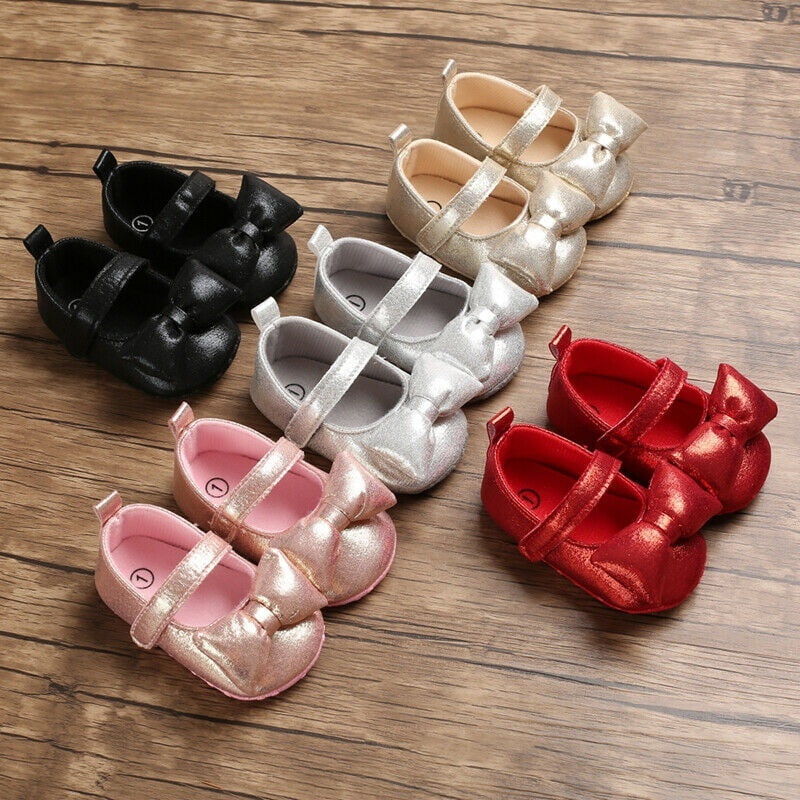 New Toddler Baby Girl Princess Soft Shoes Leather Moccasins Anti-slip Prewalker