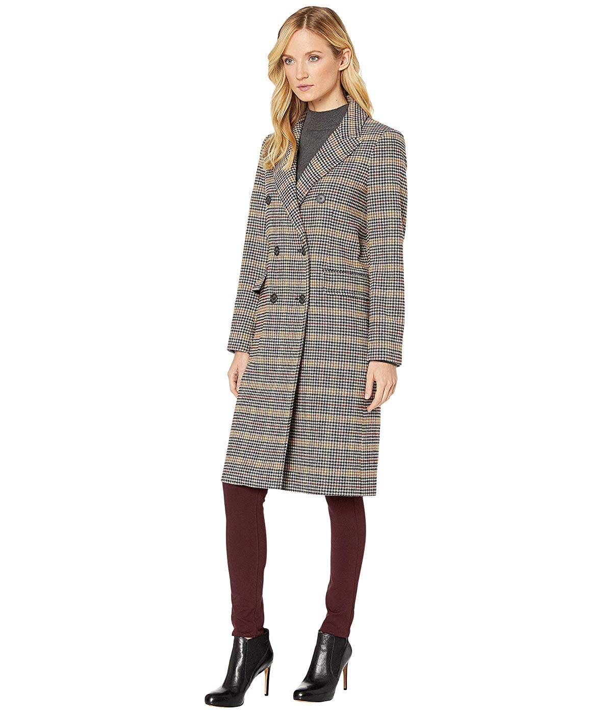 LAUREN Ralph Lauren Plaid Wool Coat Sienna Plaid - Walmart.com