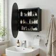 thumbnail image 6 of Strafriture Round Medicine Cabinet Mirror, Bathroom Mirror Wall Cabinet with Storage & Adjustable Shelf, Wall Mounted Cabinet Makeup Vanity Mirror for Bedroom, Black, 6 of 15