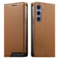 thumbnail image 1 of Funda Tipo Cartera de Cuero Sintético para Samsung Galaxy S24 Plus Bloqueo RFID, con Ranuras para Tarjetas y Bolsillo para Efectivo, Cierre Magnético Fuerte Marrón, 1 of 6