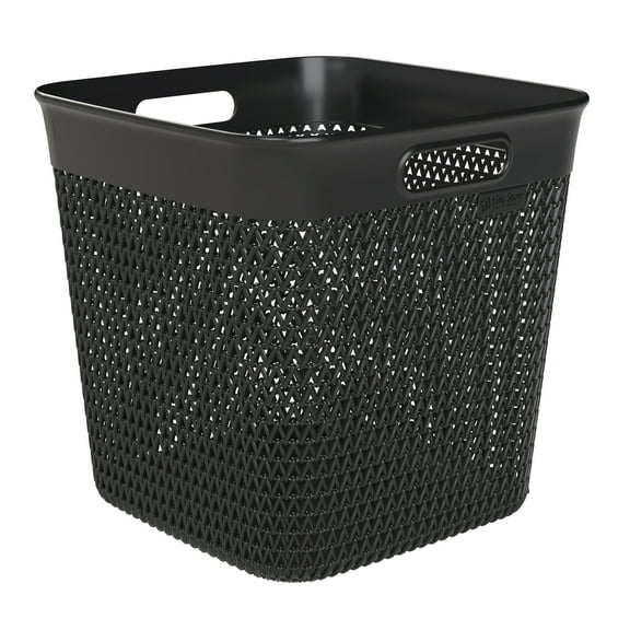 Life Story 26 Quart Decorative Storage Basket, Extra Large Plastic Home Organizer, Black