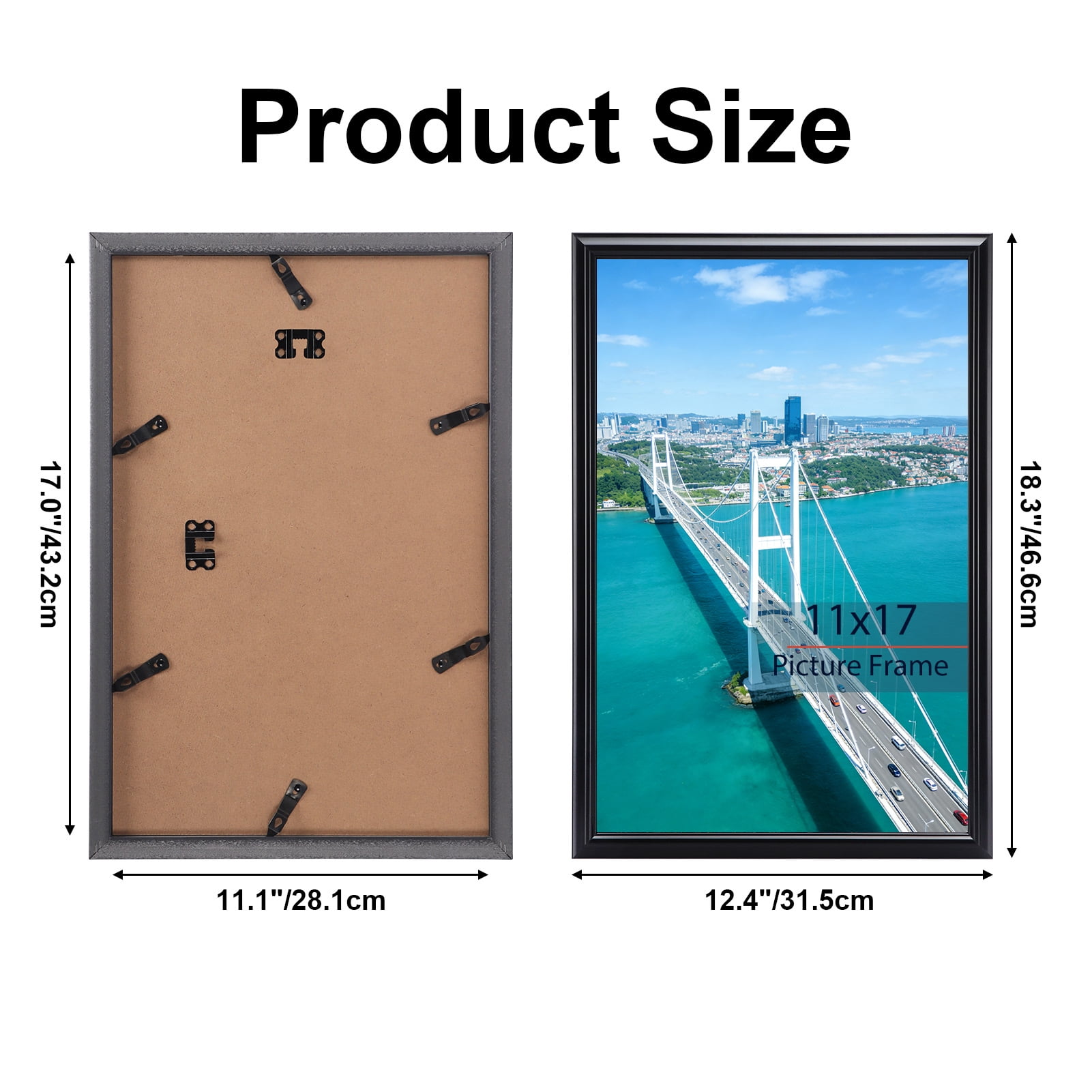 11x17 Picture Frame Set of 4, Black Gallery Wall Poster Frames