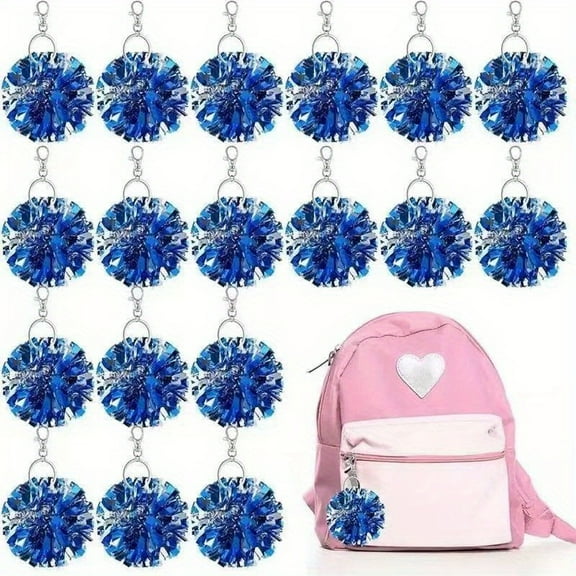 Cheer Pom Pom Keychain Cheerleader Gifts Cheerleading Keyring Charm Foil with Keychain Hooks for Women Accessories
