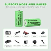 CBJJ 4PCS 3.7 Volts 16340 Lithium-ion Battery Rechargeable 2800 mAh Battery for Flashlights, US Shipping