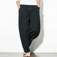 thumbnail image 2 of Pantalon Long Décontracté pour Homme en Coton et Lin, Coupe Ample, Couleur Unie, avec Poches, Confortable, 2 of 9