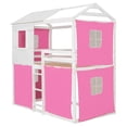 thumbnail image 5 of Newest Twin House Bed with Tent, Treehouse Style Solid Wood Frame with Guardrails, Pink, 5 of 13