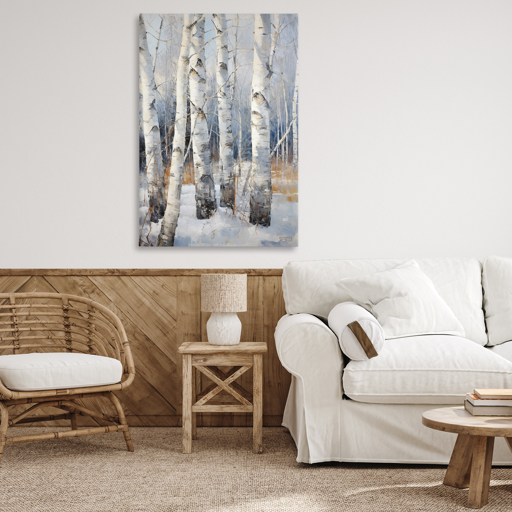 Stupell Industries Snowy Birch Forest Landscape Painting Gallery Wrapped Canvas Art Print Wall Art, 30 x 45