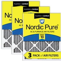 14x20x1 (13_1/2x19_1/2) Furnace Air Filters MERV 10 Pleated Plus Carbon 3 Pack