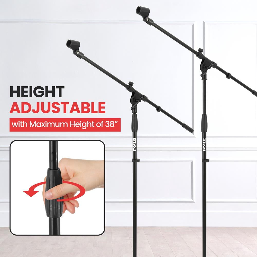 Pyle Universal Tripod Microphone Stand – Adjustable Boom Arm Extends Up to 31", Lightweight Collapsible Mic Stand with Durable Tubing, Stable Tripod Base for Studio, Stage & Home Recording