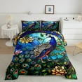 thumbnail image 2 of Erosebridal Chic Peacock Comforter Sets Twin Size, Lotus Floral Comforters & Duvets, Bird Wildlife Bedroom Decor, Reversible 2pcs, 2 of 8