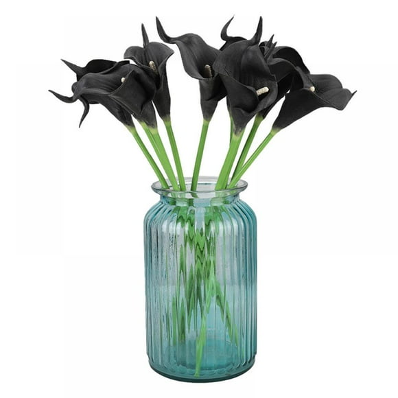 20Pcs Simulation Calla Lily Artificial Flower Real Touch Wedding Decoration Wedding Party Bouquet Decorative Flowers Photography Props Black