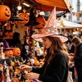 thumbnail image 6 of Odeerbi Womens Halloween Witch Hat Tulle Transparent Wide Brim Pointed Tall Hat Party Dress Up Accessory, 6 of 7