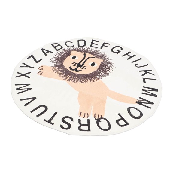 Cartoon Round Area Mat Soft ABC Alphabet Kids Play Mat, Non Slip Educational Learning Nursery Carpet Rug For Indoor Floor Decorations