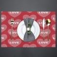 thumbnail image 3 of Valentine''s Day Line Heart Love Placemats Set of 6 Fabric Placemats Square Placemat for Kitchen Table Heat Resistant, Easy to Clean Table Placemats 12x18 Inch, 3 of 5