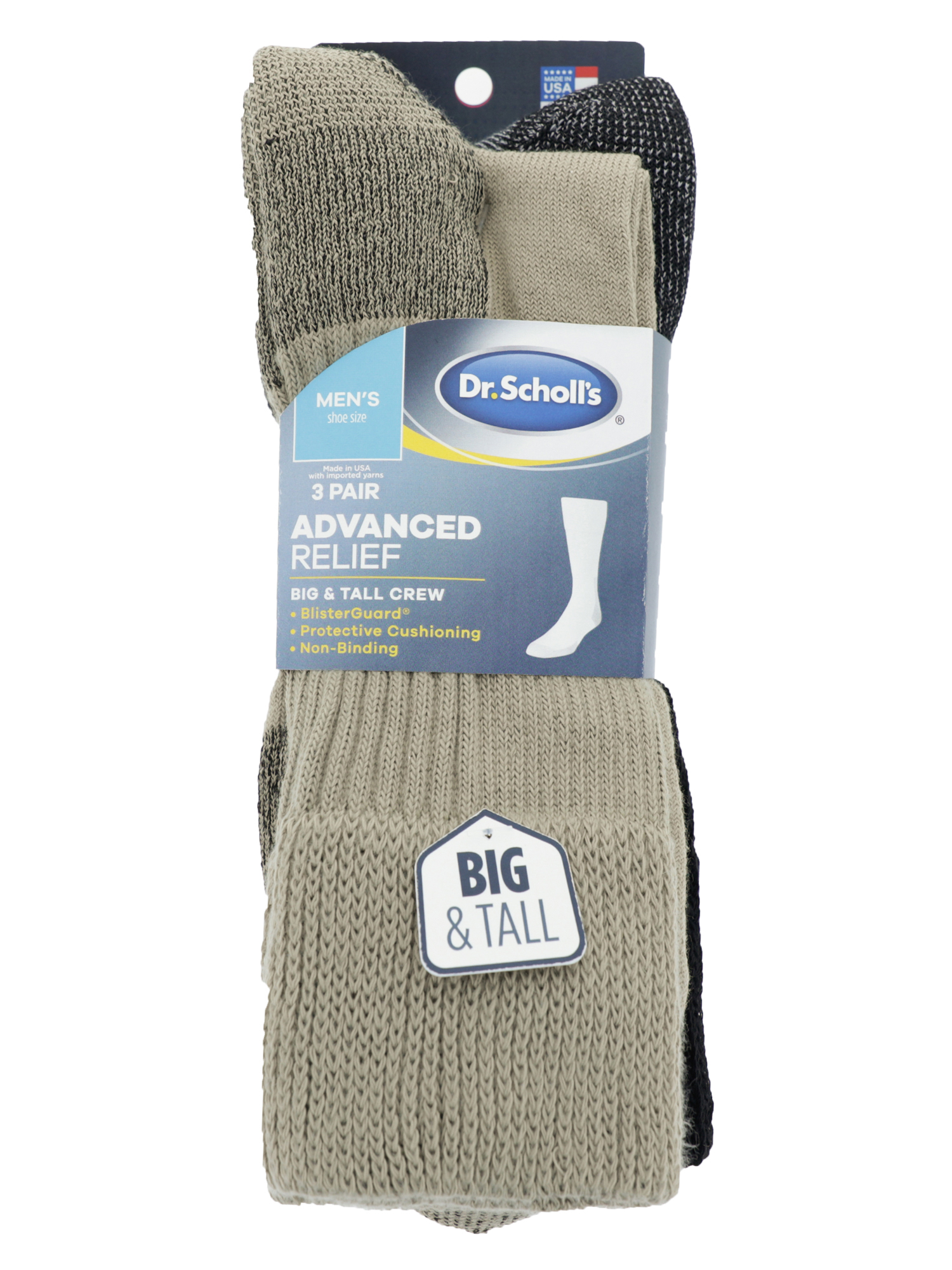 Dr. Scholl's Men's Big and Tall Advanced Relief Blister Guard® Crew ...
