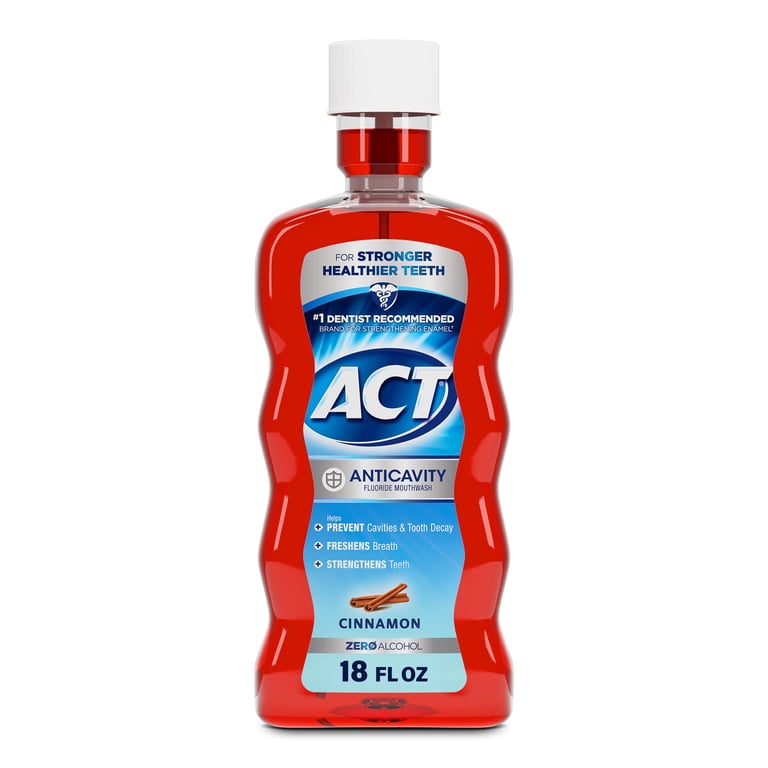 2 pack) ACT Anticavity Fluoride Mouthwash, Triple Action Cinnamon