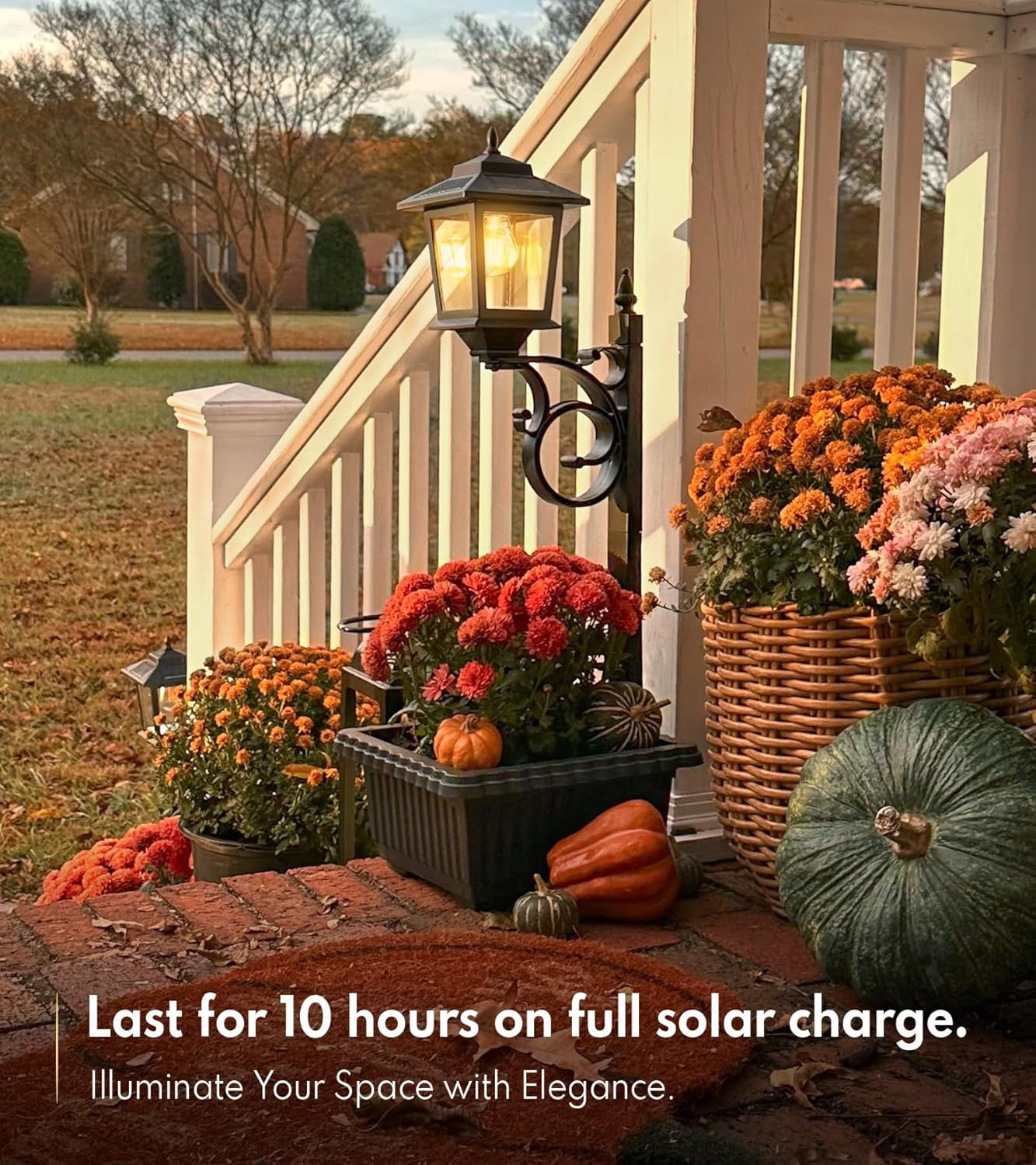 ZJTER 2 in 1 Outdoor Flower Pots for Real or Fake Flowers, Solar Lamp Post Lights - Wall Mount or Freestanding, Waterproof Decorative Lamp for Lawn, Patio, Front/Back Door