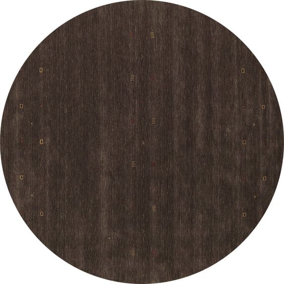 Ahgly Company Indoor Round Abstract Brown Contemporary Area Rugs, 7' Round