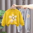 thumbnail image 2 of Toddler Baby Girl Clothes 12 24 Months 2T 3T 4T 5T 6T 7T 8T Fall Winter Outfits Floral Print Long Sleeve Sweatshirt Pant Sets Yellow Size 1-2 Years, 2 of 5