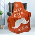 thumbnail image 4 of Christmas Soft Flannel Fleece Blanket, Keep Calm and Ho-Ho-Ho Words with Moustache and Snowflake Humor Funny Design, Cozy Plush for Indoor and Outdoor Use, 50" x 70", Vermilion White, by Ambesonne, 4 of 5