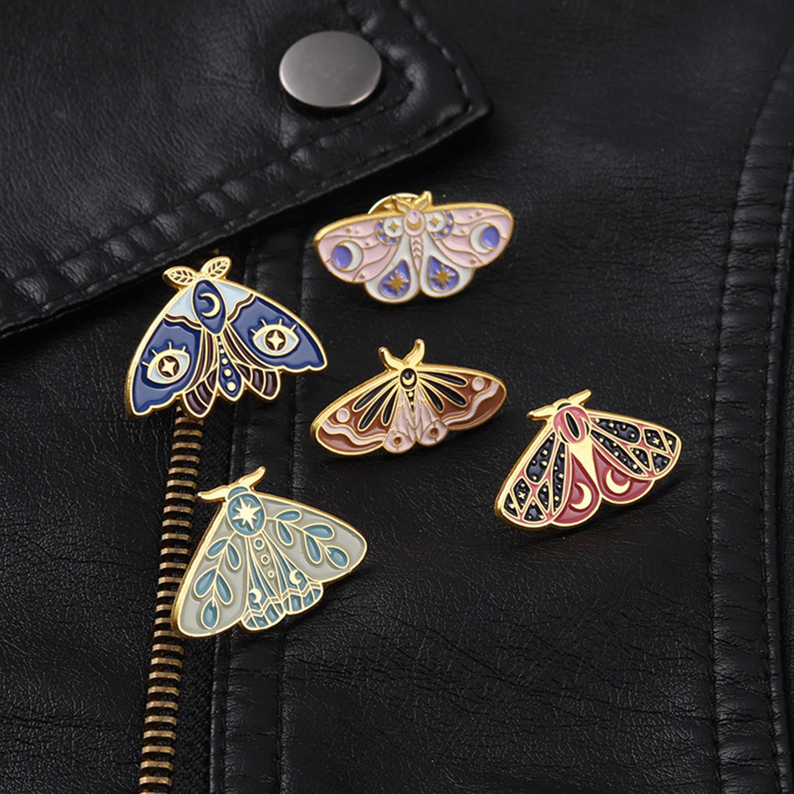 Flower Butterfly Enamel Pin, Gold Plated Alloy Badge for Backpack Clothes,  Green Yellow, 22x30x1.5mm