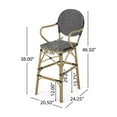 thumbnail image 6 of Wicker and Aluminum Outdoor 29.5 Inch French Barstools (Set of 2), Black, White, and Bamboo Print Finish, 6 of 8