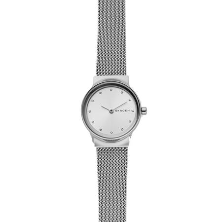 - Skagen Freja 2 Hand Womens Wrist Watch w/ Silver Steel Mesh Strap & Silver Face