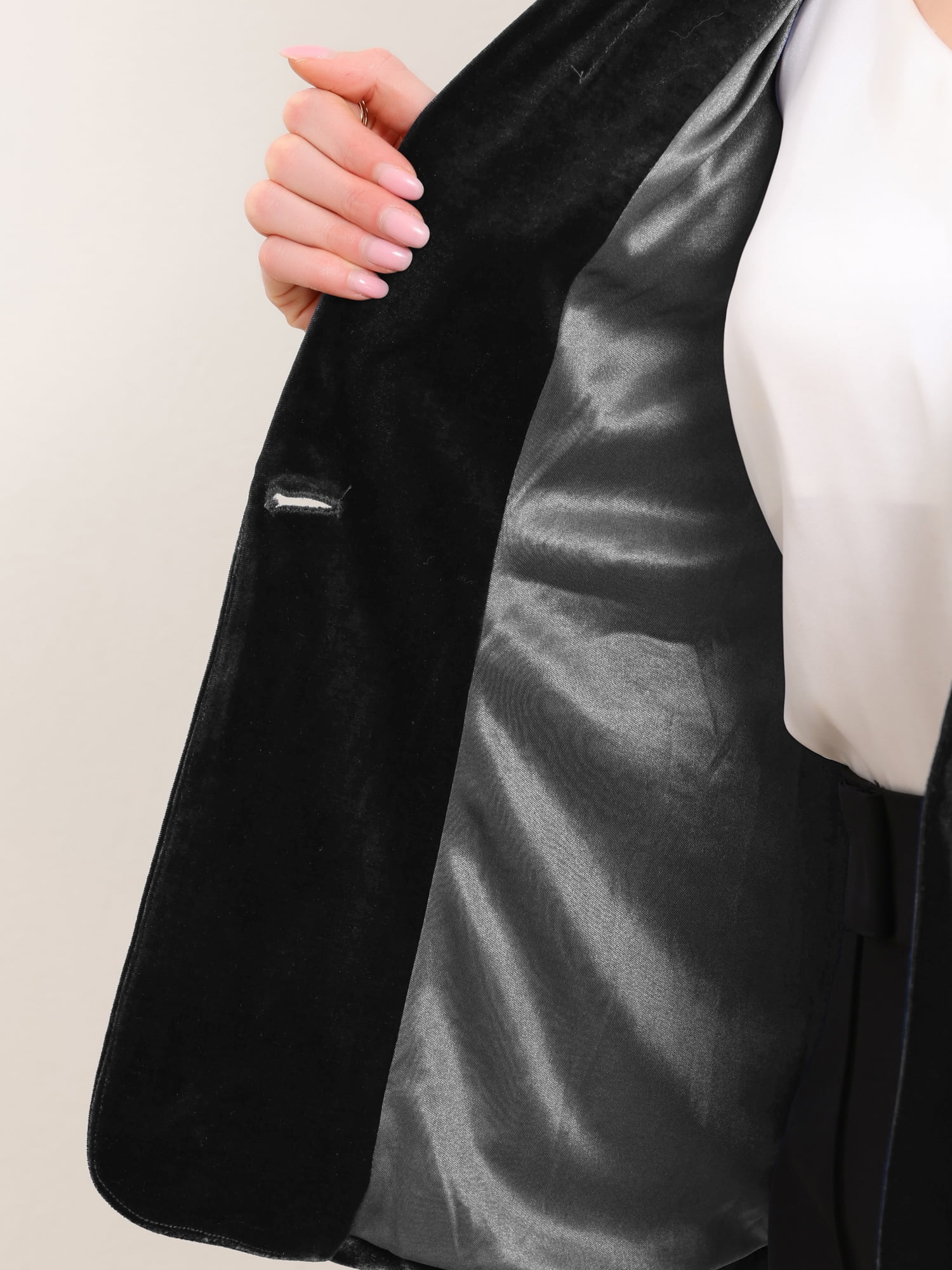 DARING DIVA Women's Casual Business Elegant Velvet Blazer Jacket XS Black