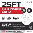 thumbnail image 2 of Iron Forge Cable 2 Prong Outdoor Extension Cord 25 ft, 16/2 SJTW 25 Foot White Extension Cord, Weatherproof - Great for Outdoor Lights, Deck, Patio, 2 of 7