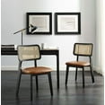 thumbnail image 5 of Art Leon Mid Century Dining Chairs Set of 2, Genuine Leather Rattan Cane Back with Ash Frame, Black, 5 of 7