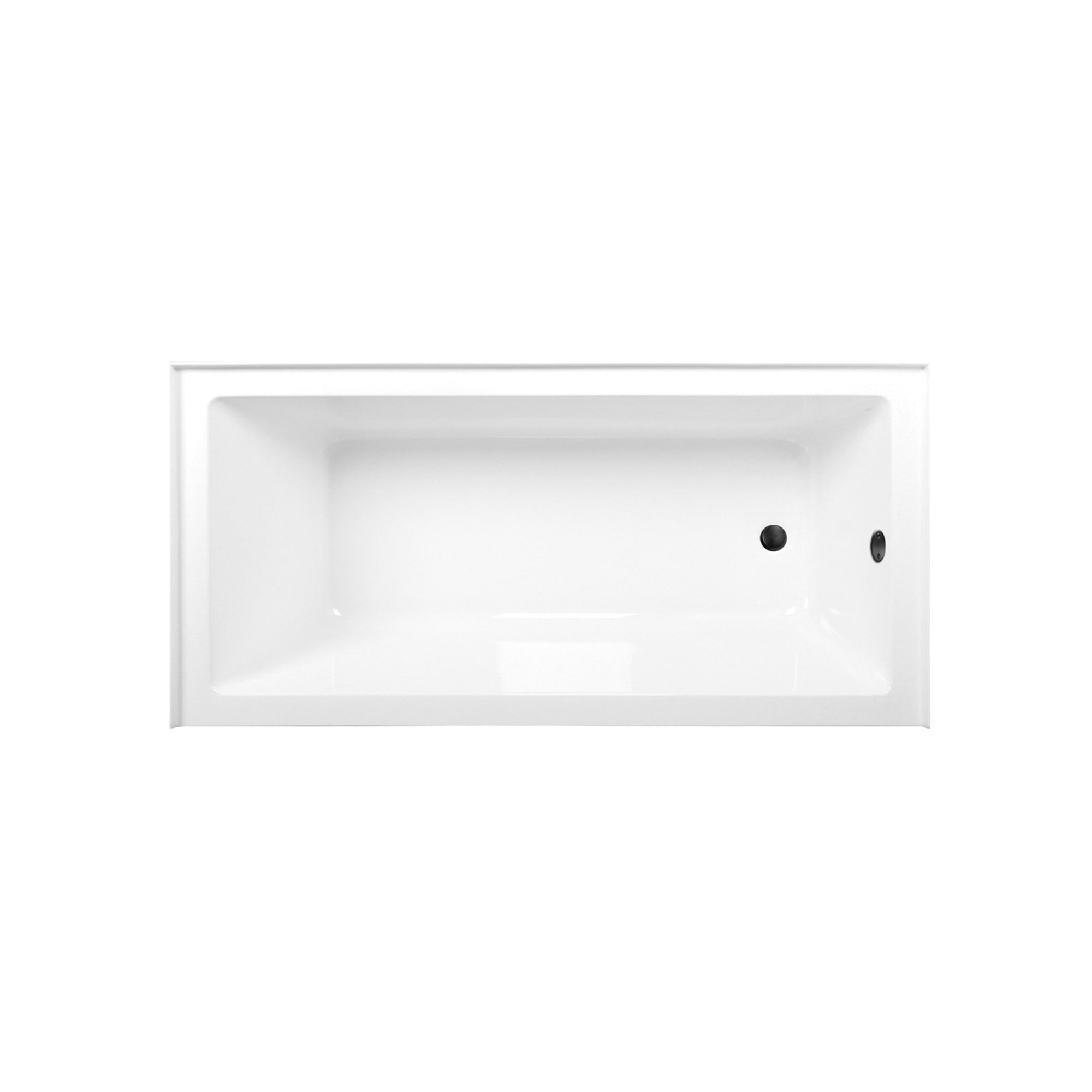 Aqua Eden CVTAP663222R0 66" Acrylic Rectangular 3-Wall Alcove Tub, Right Hand Drain, Glossy White/Matte Black