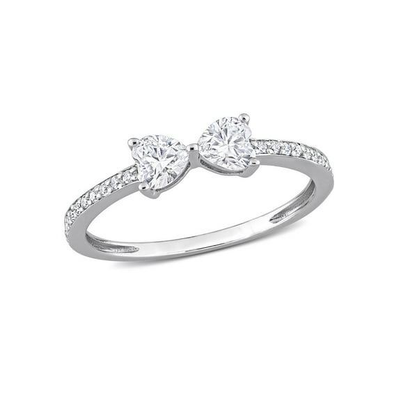1/2 Carat (Ctw) Lab-Created Moissanite Double Heart Ring in Sterling Silver for Women