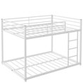 thumbnail image 6 of Full over Full Bunk Beds, Heavy Duty Metal Bed Frame with Built-in Ladder, Space Saving Low Bunk Bed for Kids Teens, White, 6 of 7