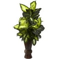 thumbnail image 1 of Nearly Natural 6724 Golden Dieffenbachia with Bamboo Planter Green, 1 of 2