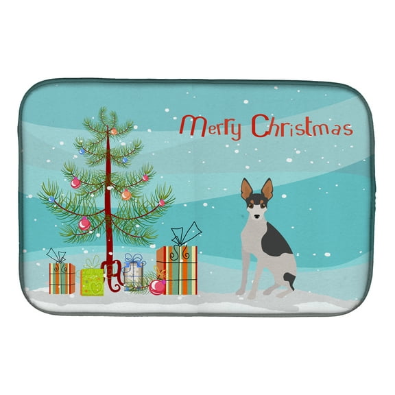 Miniature Fox Terrier #2 Christmas Tree Dish Drying Mat