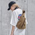 thumbnail image 2 of （Marrón）Bolso de pecho retro para hombre, mochila para mujer, bolso bandolera de lona, ​​bolso bandolera para negocios, universidad, escuela, ciclismo, camping, viajes, 2 of 5