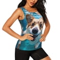 thumbnail image 2 of Balery Sea Swimming Corgi Camiseta sin mangas estampada ligera para mujer, tops de entrenamiento sin mangas, camisetas de yoga transpirables de secado rápido.-X-Large, 2 of 7