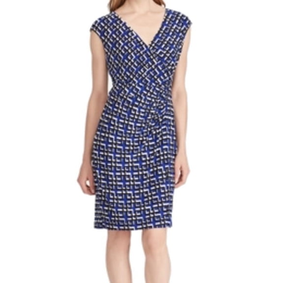 American Living NEW Blue Women's Size 12 Geo Surplice Sheath Dress