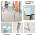 thumbnail image 6 of 47" Dining Table for 4-6, Rectangular Glass Dining Table, Writing Table Desk, Kitchen Table with Transparent Tempered Glass Tabletop and Silver Metal Legs for Kitchens, Restaurants and Living Rooms, B, 6 of 9