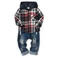 thumbnail image 2 of Toddler Baby Boys Clothes Outfits Kids Hoodie Flannel Shirts Set Plaid Hooded Tops +Jeans Pants Fall Winter 2-6T, 2 of 6