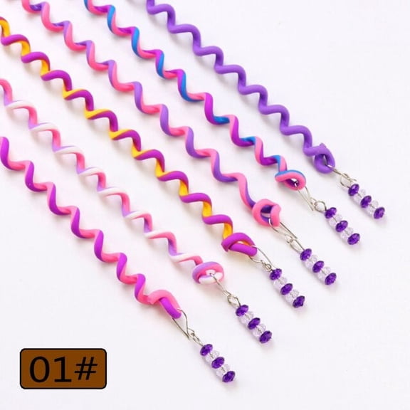Rainbow Color Hair Braid Accessory - Curler - in 6 Pieces